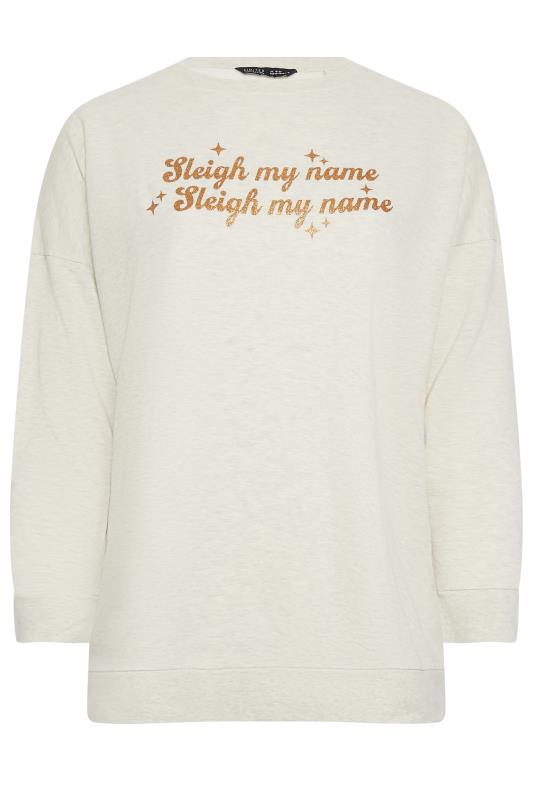 LIMITED COLLECTION Plus Size Beige Brown 'Sleigh My Name' Slogan Christmas Top | Yours Clothing  7