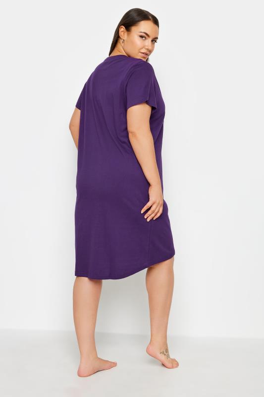 YOURS Plus Size Purple 'Sleep Dream Repeat' Slogan Nightdress | Yours Clothing 3
