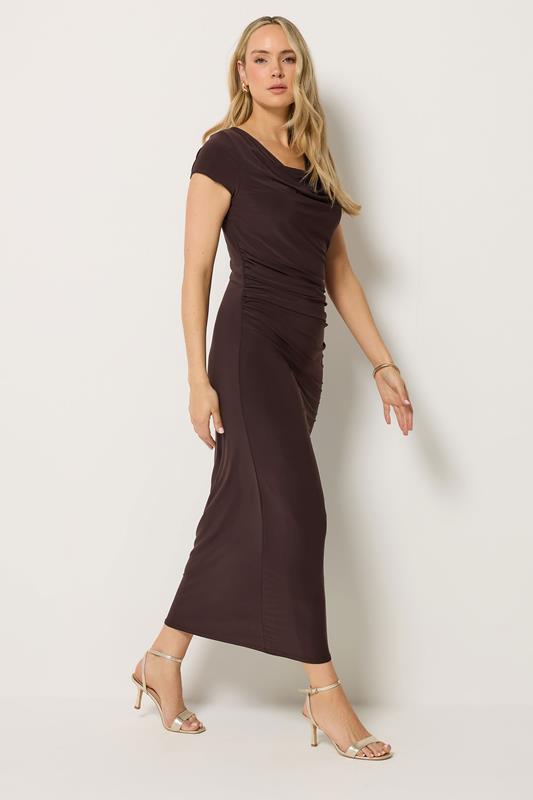  LTS Tall Brown Draped Maxi Dress