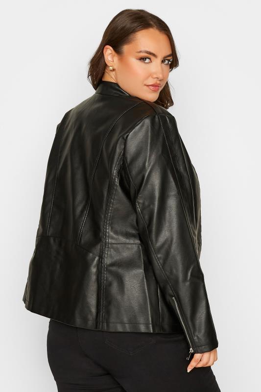 Plus Size Black Faux Leather Jacket | Yours Clothing 3