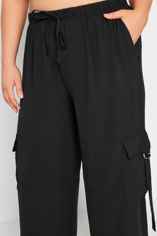 YOURS Plus Size Black Twill Cargo Trousers | Yours Clothing 4