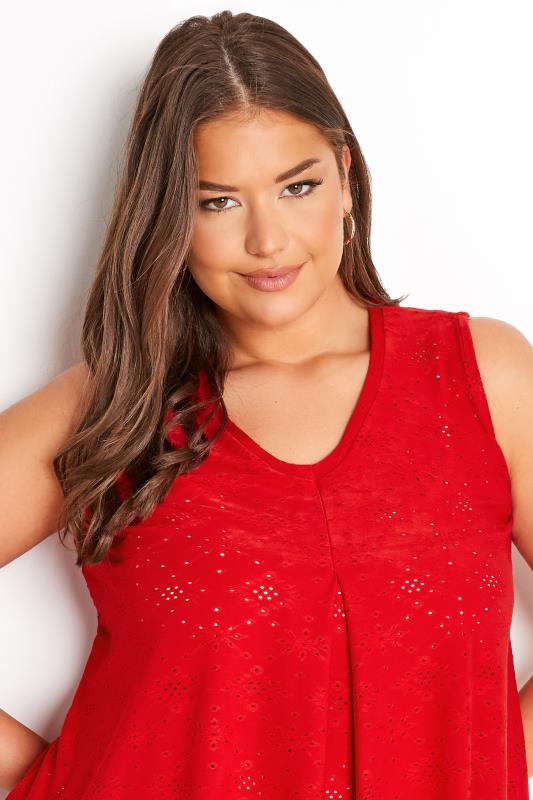Curve Red Broderie Anglaise Swing Vest Top 4