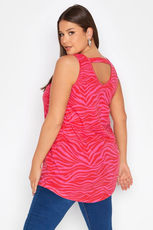 Plus Size Pink Zebra Print Bar Back Vest Top | Yours Clothing 3