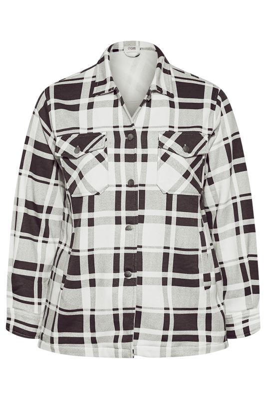 Curve Black & White Check Sweat Shacket | Yours Clothing 6