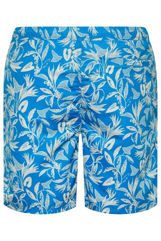 BLEND Big & Tall Blue Leaf Print Swim Shorts | M&Co 5