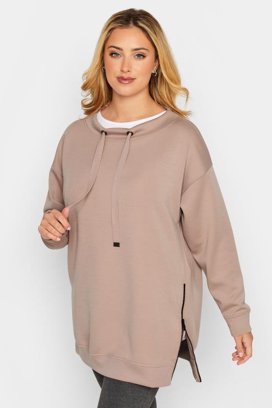 Plus Size Pink Side Zip Sweatshirt | Yours Clothing 1
