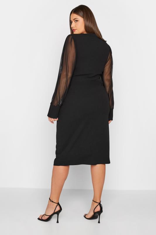 LTS Tall Black Mesh Long Sleeve Midi Dress | Long Tall Sally  3