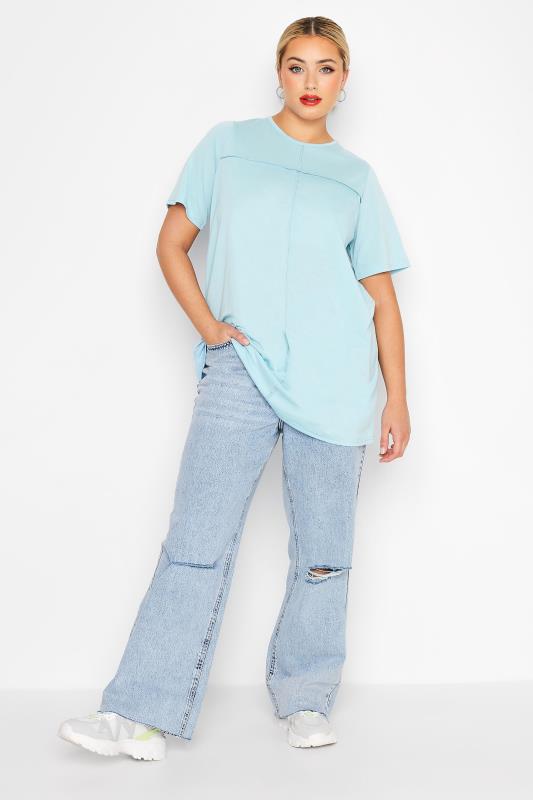LIMITED COLLECTION Curve Blue Exposed Seam T-Shirt_B.jpg