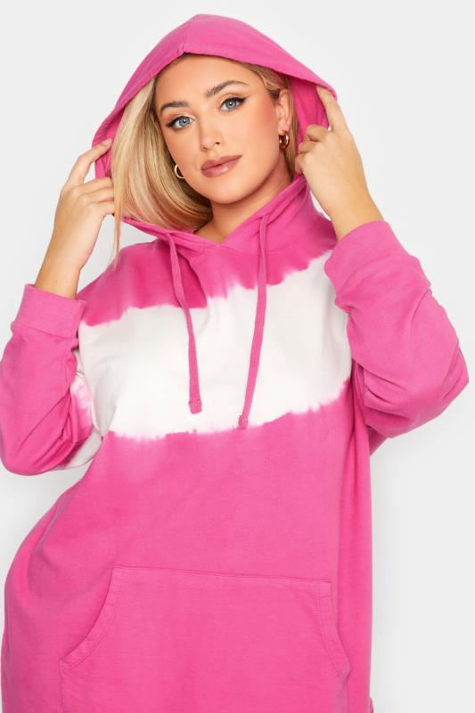 YOURS Plus Size Pink Tie Dye Hoodie | Yours Clothing 4