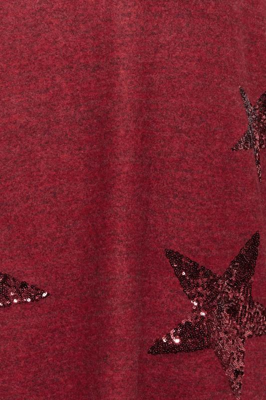 Plus Size Red Sequin Star Soft Touch Jumper | Yours Clothing 5
