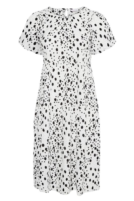 Plus Size White Dalmatian Print Tiered Smock Midaxi Dress | Yours Clothing 6