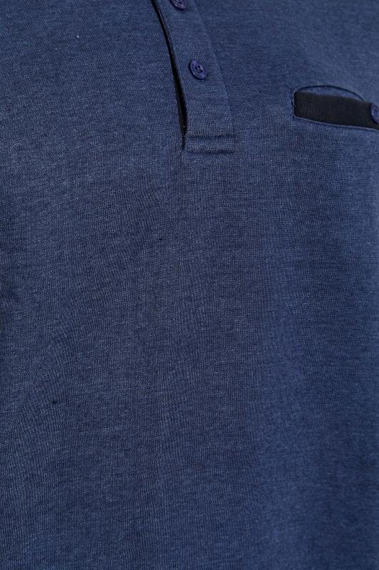 KAM Big & Tall Long Sleeve Dark Blue Polo Shirt 2