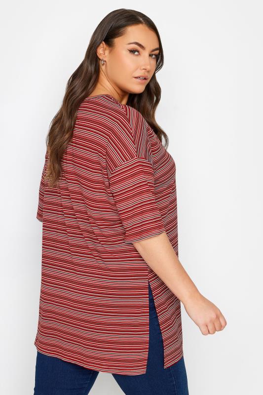 YOURS Curve Red Striped Oversized Top | Yours 3