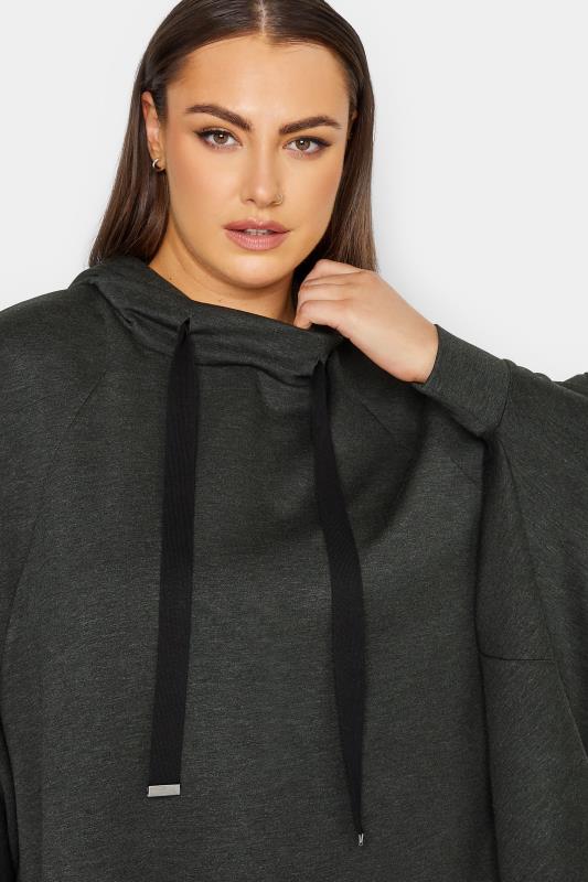 YOURS LUXURY Plus Size Charcoal Grey Tie Detail Oversized Hoodie | Yours Clothing 1