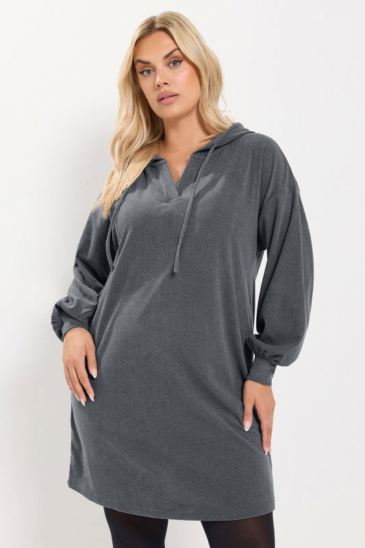 grey hoodie dress womens YOURS Plus Size Charcoal sheep dress for sale
