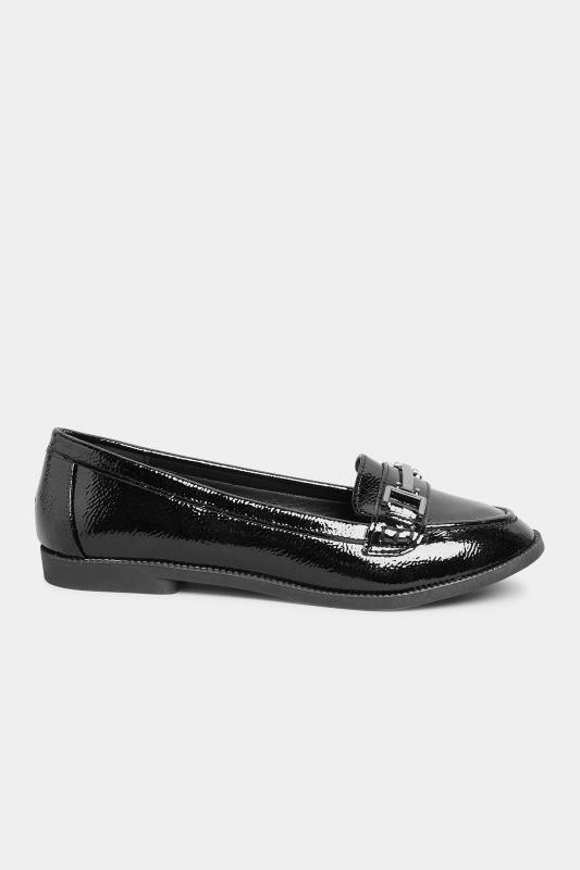 Black Patent Detail Loafers In Standard D Fit | PixieGirl 3
