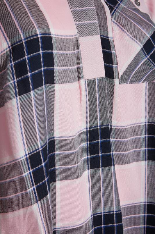 Plus Size Pink Overhead Check Shirt | Yours Clothing 5