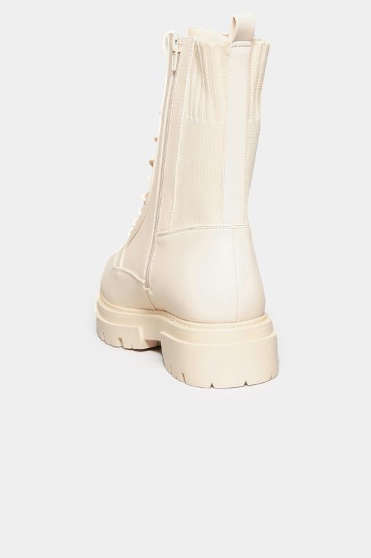LIMITED COLLECTION Cream Sock Lace Up Boots In Wide E Fit & Extra Wide EEE Fit | Yours Clothing 4