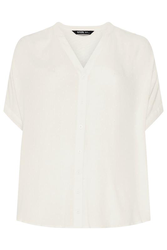 YOURS Plus Size Cream Dobby Notch Neck Blouse | Yours Clothing 5