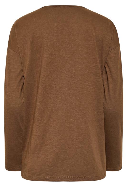 LTS Tall Women's Chocolate Brown V-Neck Long Sleeve Cotton T-Shirt | Long Tall Sally 6