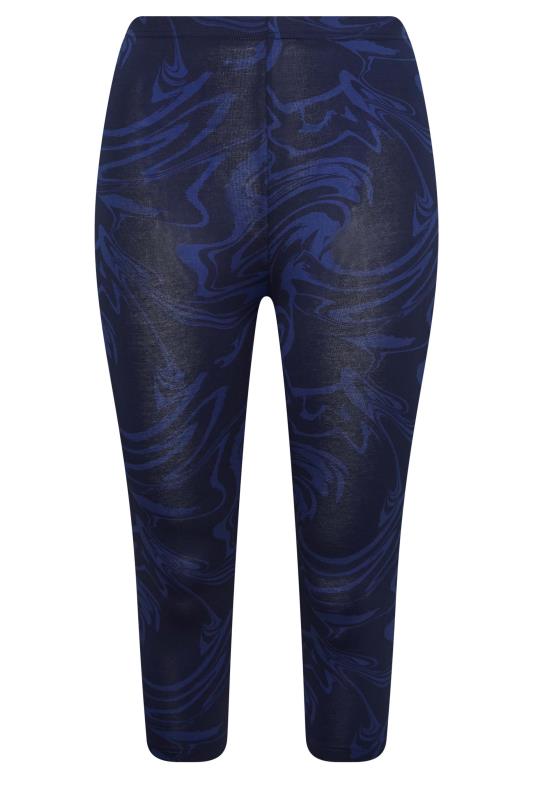 YOURS 2 PACK Plus Size Navy Blue Swirl Print Cropped Leggings | Yours Clothing 11