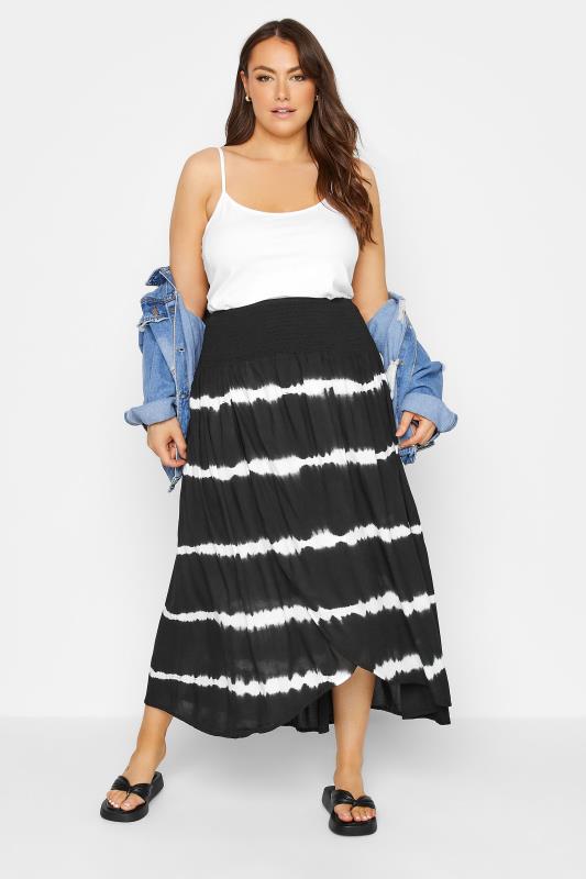 Plus Size Black Tie Dye Maxi Tulip Skirt | Yours Clothing 2