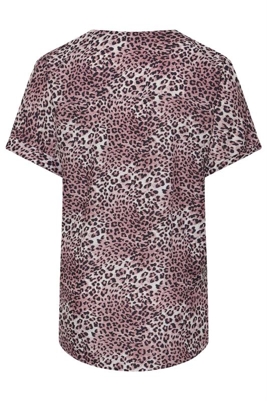 Curve Purple Leopard Print Pleat Front V-Neck Top 7