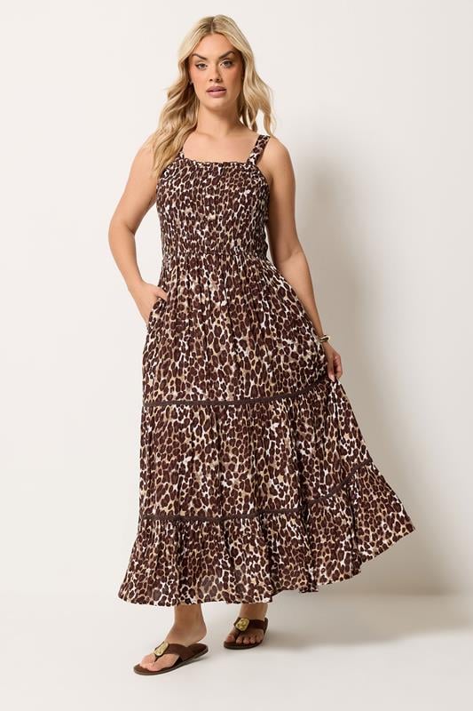 YOURS Plus Size Brown Leopard Placket Dress | Yours Clothing 1