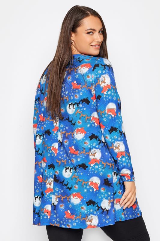 YOURS Plus Size Blue Christmas Night Print Tunic Top | Yours Clothing 3