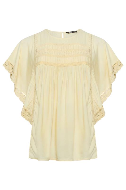 YOURS Plus Size Yellow Crochet Drape Sleeve Blouse | Yours Clothing 5