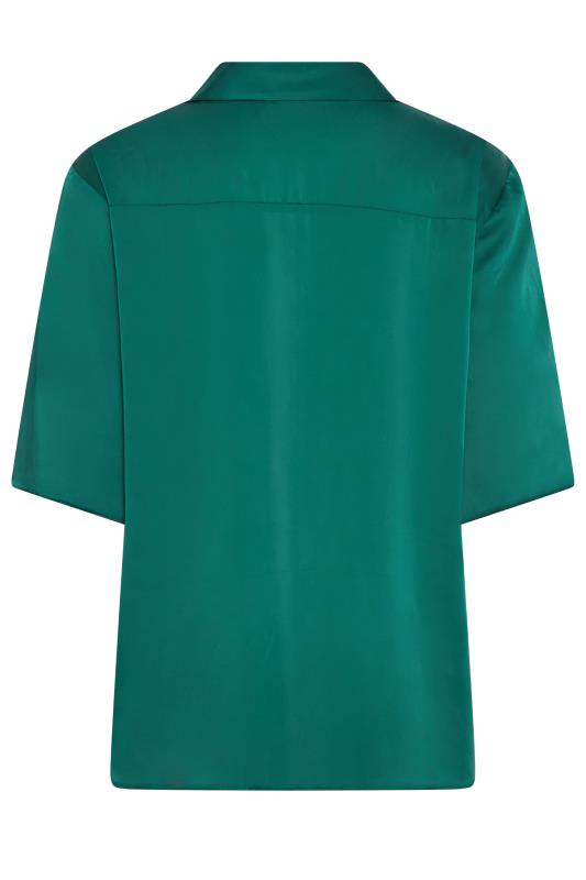 YOURS Plus Size Teal Blue Satin Shirt | Yours Clothing 7