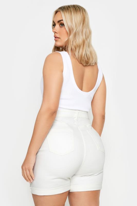 YOURS Curve Plus Size White Mom Shorts | Yours Clothing  3