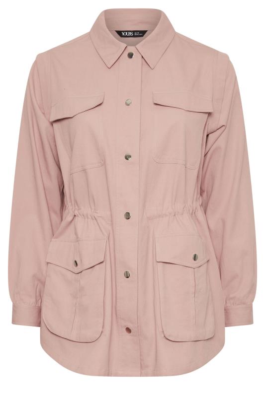 YOURS Plus Size Pink Cotton Twill Utility Jacket | Yours Clothing 5