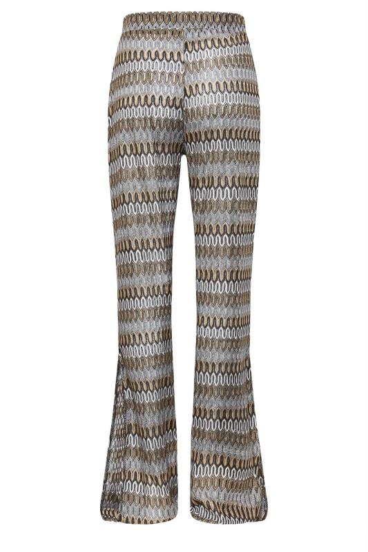LTS Tall Black Patterned Crochet Wide Leg Trousers 5
