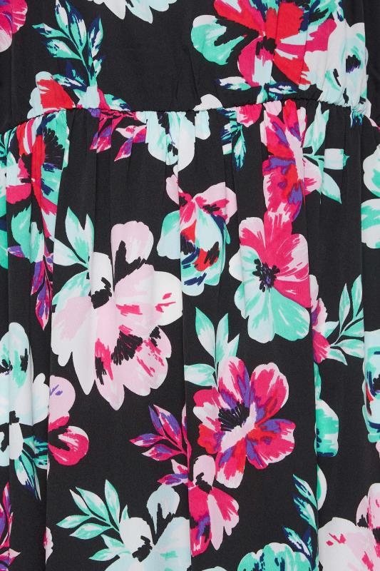YOURS Plus Size Black Floral Print Midi Tea Dress | Yours Clothing 6