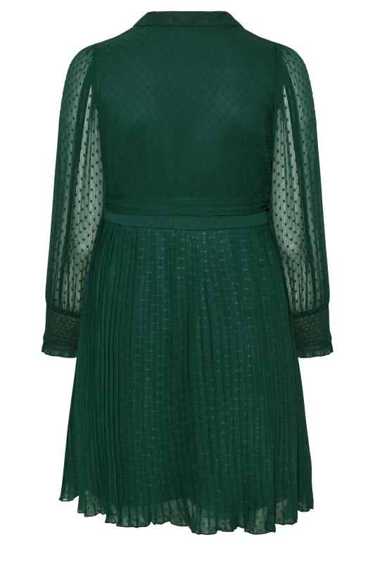 YOURS LONDON Plus Size Forest Green Dobby Pleat Shirt Midi Dress | Yours Clothing 7