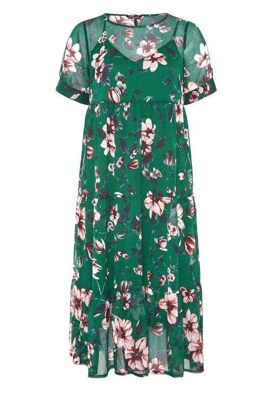 Plus Size LIMITED COLLECTION Green Floral Print Tiered Maxi Dress ...