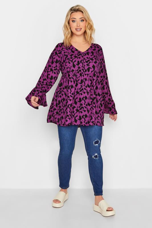 LIMITED COLLECTION Plus Size Purple Leopard Print Blouse | Yours Clothing 2