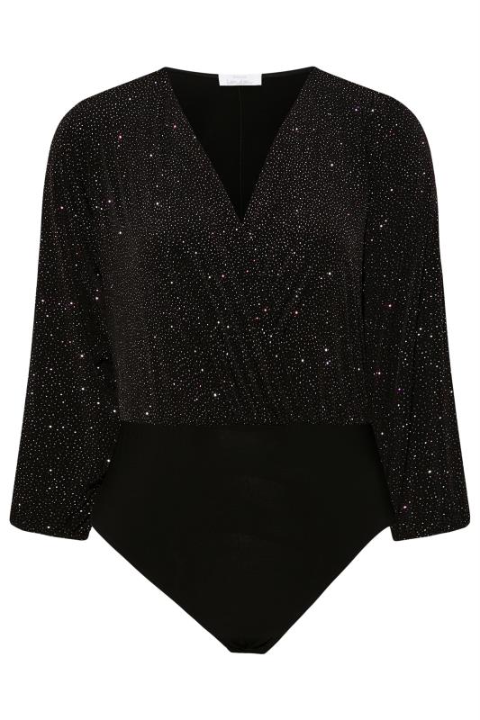 YOURS LONDON Plus Size Black & Pink Glitter Party Bodysuit | Yours Clothing 6