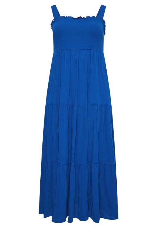 YOURS Plus Size Cobalt Blue Shirred Strappy Sundress | Yours Clothing  6