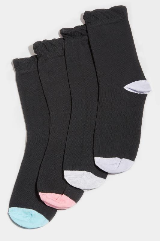4 PACK Black Ankle Socks | Yours Clothing  2