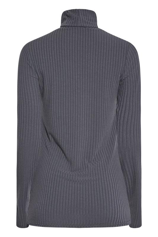 LTS Tall Grey Ribbed Roll Neck Top 7