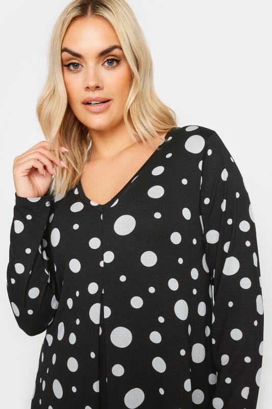 YOURS Plus Size Black Polka Dot Print Mini Dress | Yours Clothing 4
