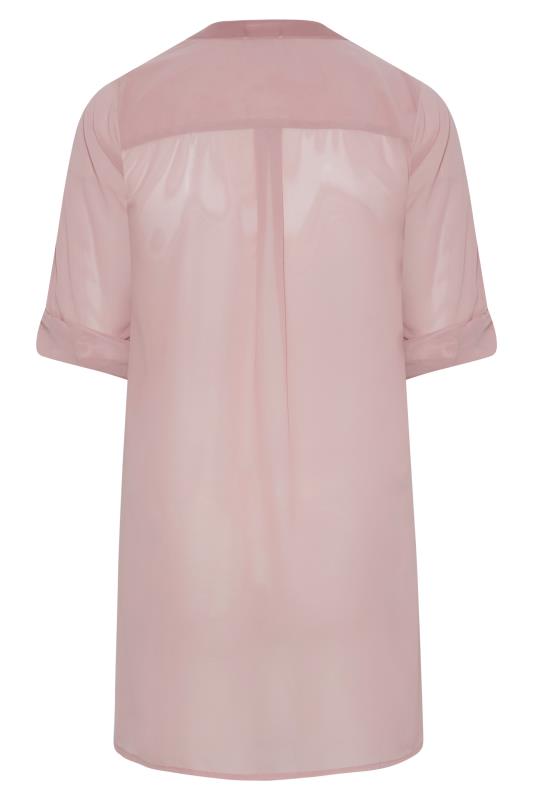 YOURS LONDON Plus Size Pink Satin Pocket Shirt | Yours Clothing 7