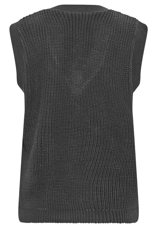 Petite Charcoal Grey Chunky V-Neck Knitted Vest Top | PixieGirl 7