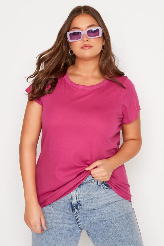 Plus Size  YOURS Curve Pink Basic T-Shirt