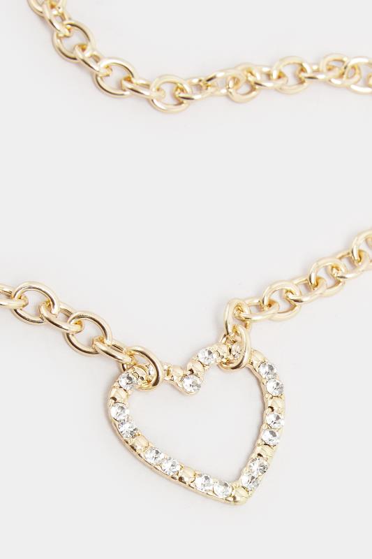 Gold Tone Diamante Heart Link Necklace | Yours Clothing 3