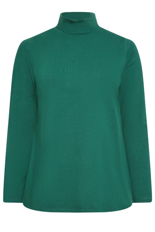 YOURS Plus Size Forest Green Long Sleeve Turtle Neck Top | Yours Clothing 5