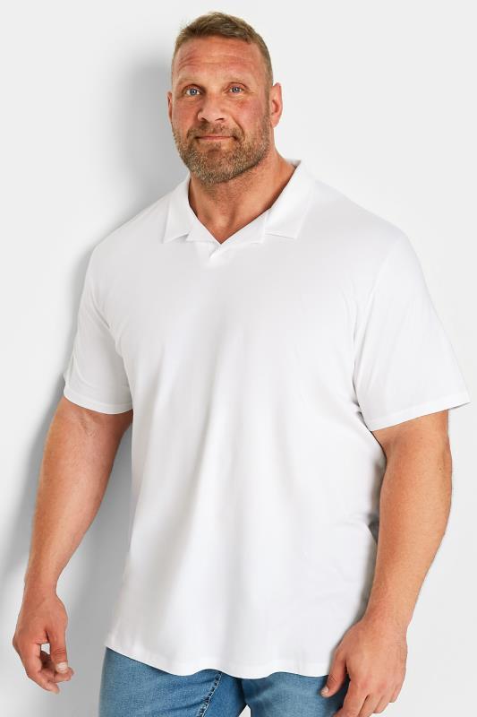  Grande Taille JACK & JONES PREMIUM Big & Tall White Revere Collar Polo Shirt