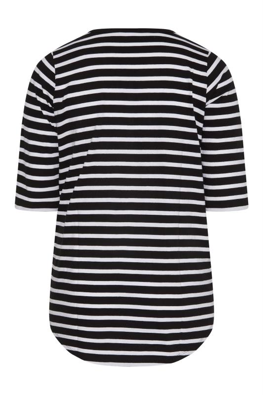 Plus Size YOURS FOR GOOD Black Striped Pintuck Henley Top | Yours Clothing 7
